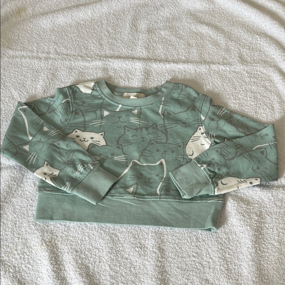 Peek Seafoam Green Cat Print Crewneck Sweatshirt - Picture 3 of 13